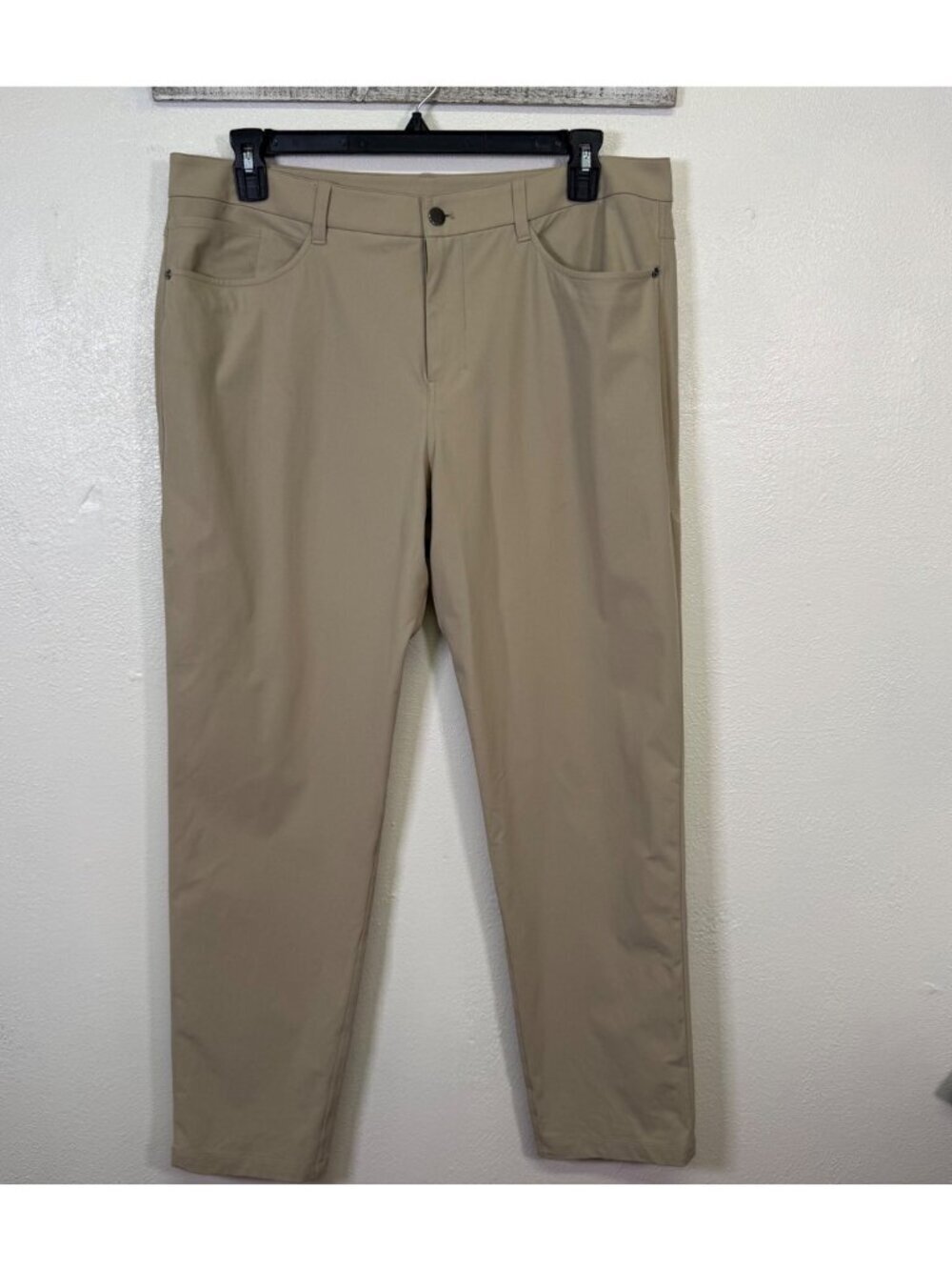 Lululemon Commission Slim Fit Pants 36 Khaki Beige Mens Stretch Casual Work